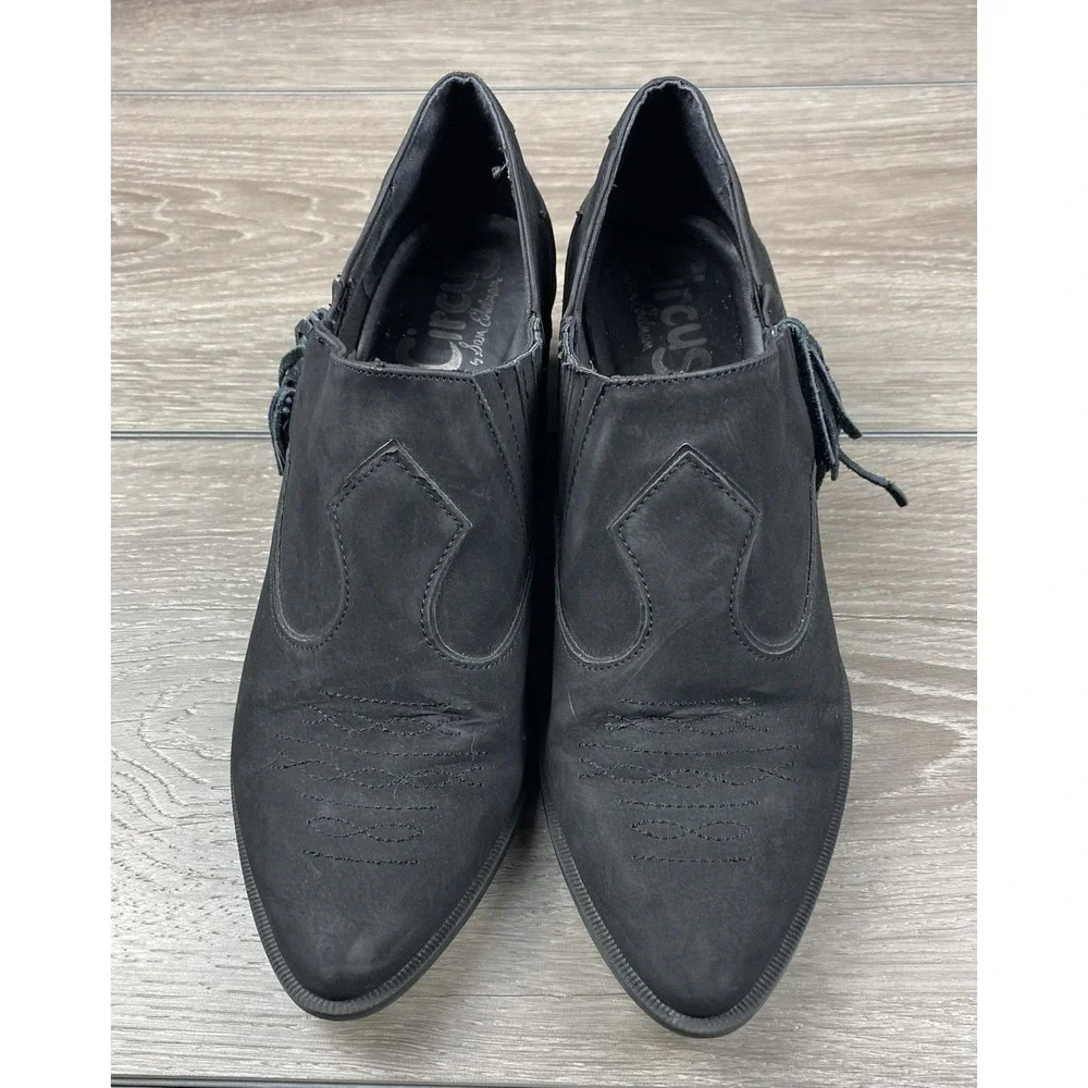 Sam Edelman Women's Hermosa Suede Western Fringe Ankle Booties Black‎ 9.5